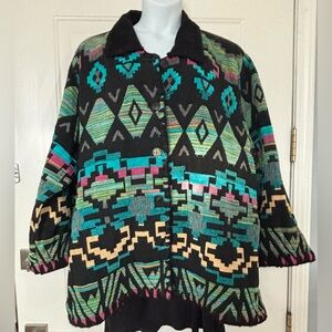 Cedar Canyon Vintage Aztec Southwestern Tapestry Blanket Jacket 3X